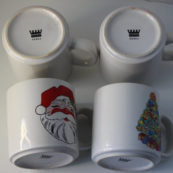 4 Pc Vintage Christmas Mugs Made in Korea Coffee Tea Hot Chocolate Toddy Set - Picture 5 of 10